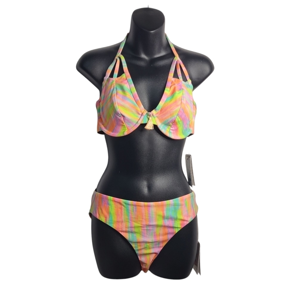 Multicolor Halter Bikini Set